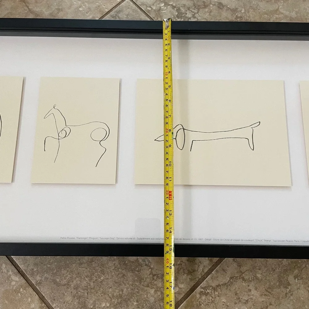 Pablo Picasso Animal Line Drawings Framed Print Set Flamingo Sausage Dog Horse